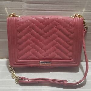 BCBG Red Gold Chain Chevron Crossbody Bag